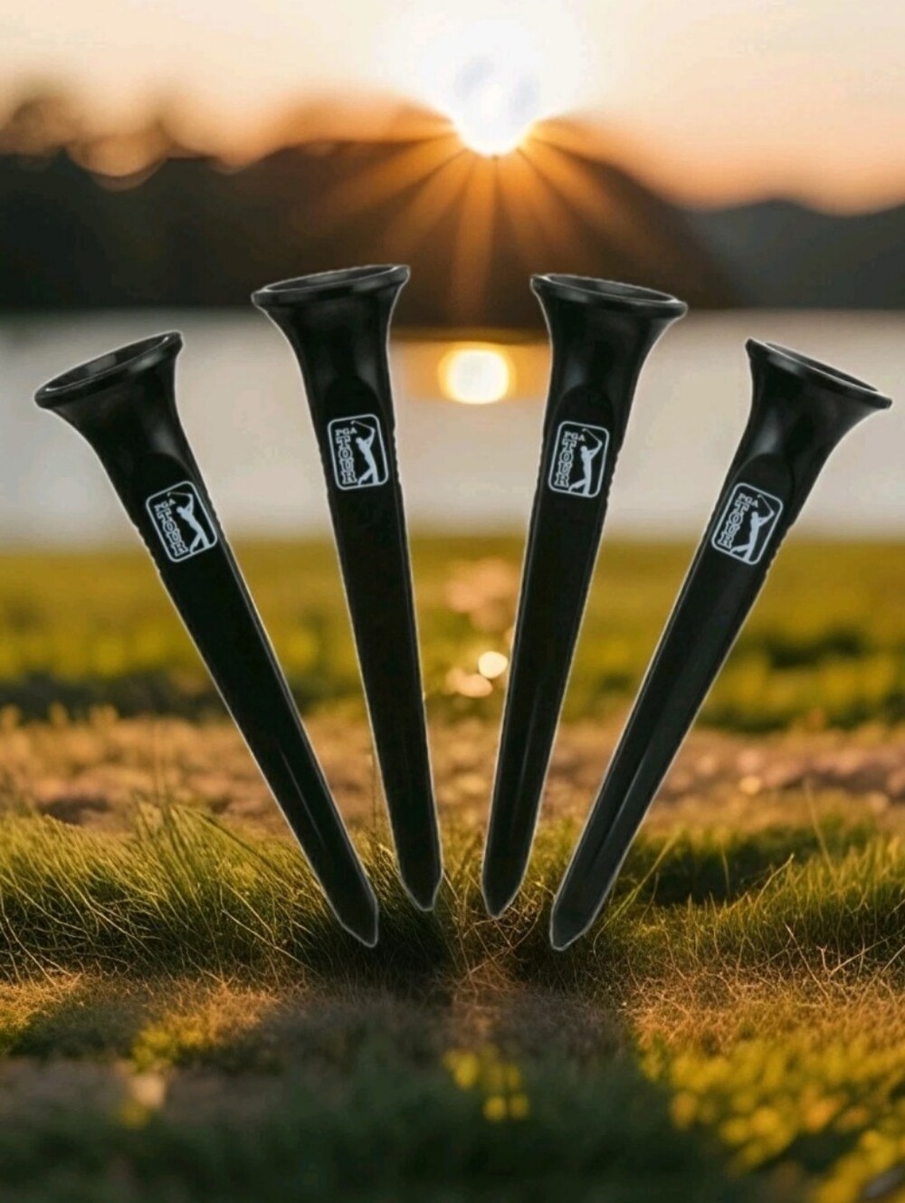 PGA TOUR: HIGH PERFORMANCE DRIVER GOLF TEES: BLACK: 3 1/8" INCH: 4 PER PACK: NEW